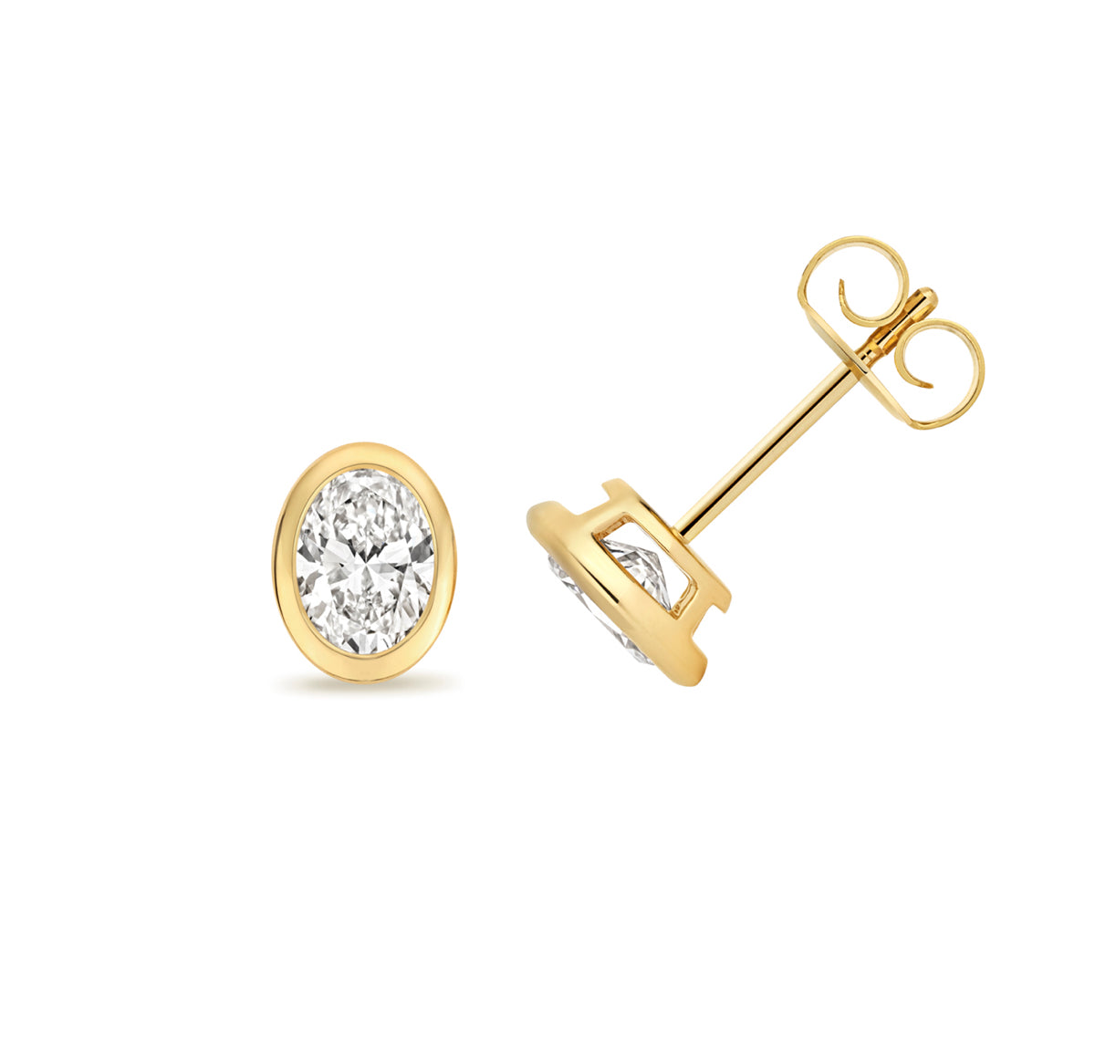 Oval Lab-Grown Diamond Rubover Stud Earrings