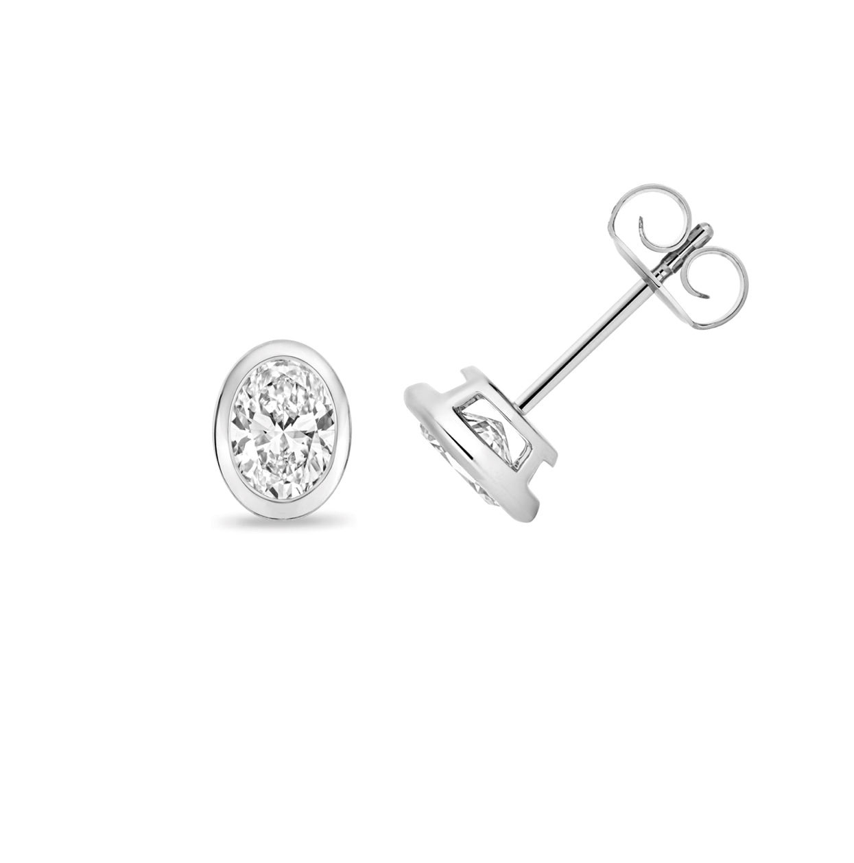 Oval Lab-Grown Diamond Rubover Stud Earrings