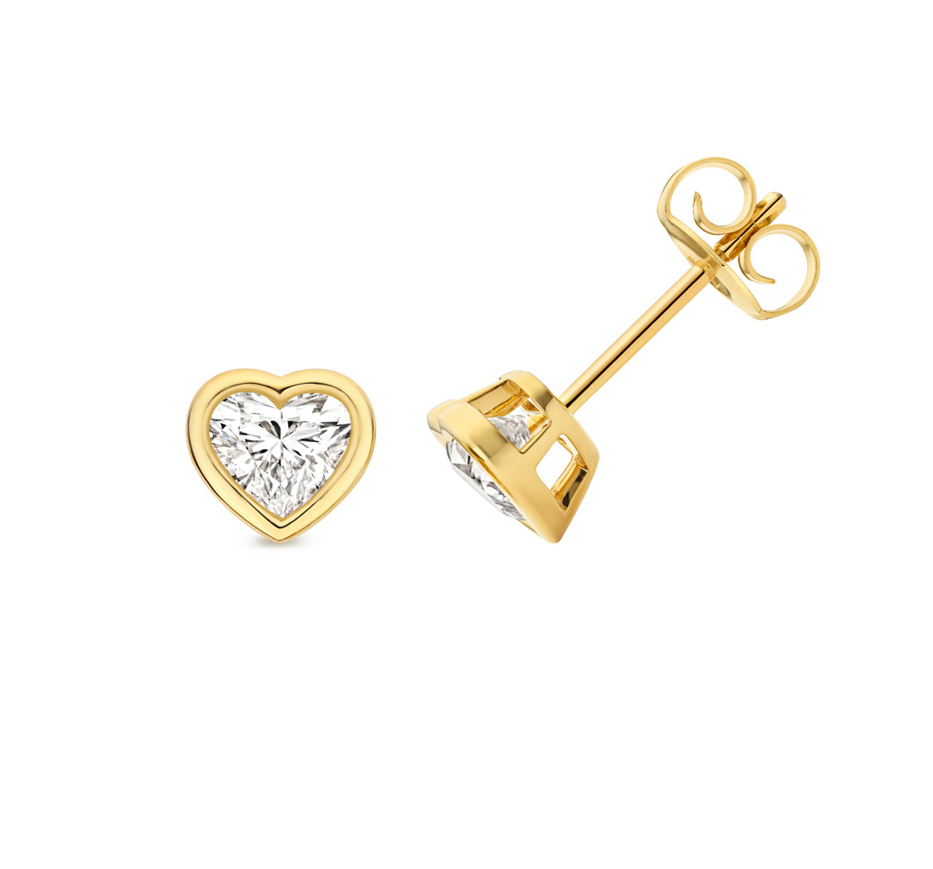 Heart-Shaped Lab-Grown Diamond Rubover Stud Earrings
