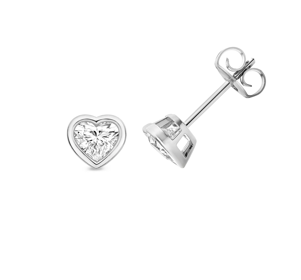 Heart-Shaped Lab-Grown Diamond Rubover Stud Earrings