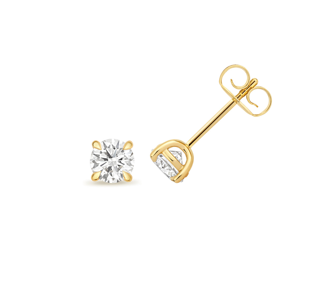 Round Brilliant Lab-Grown Diamond 4-Claw Stud Earrings