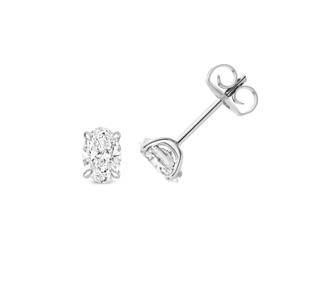 Oval Brilliant Lab-Grown Diamond 4-Claw Stud Earrings