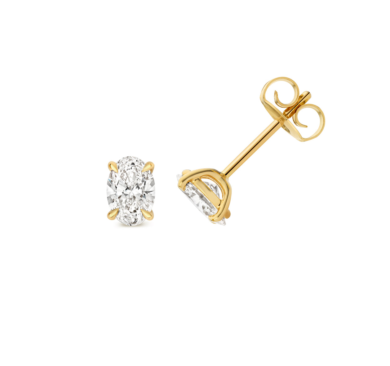 Oval Brilliant Lab-Grown Diamond 4-Claw Stud Earrings