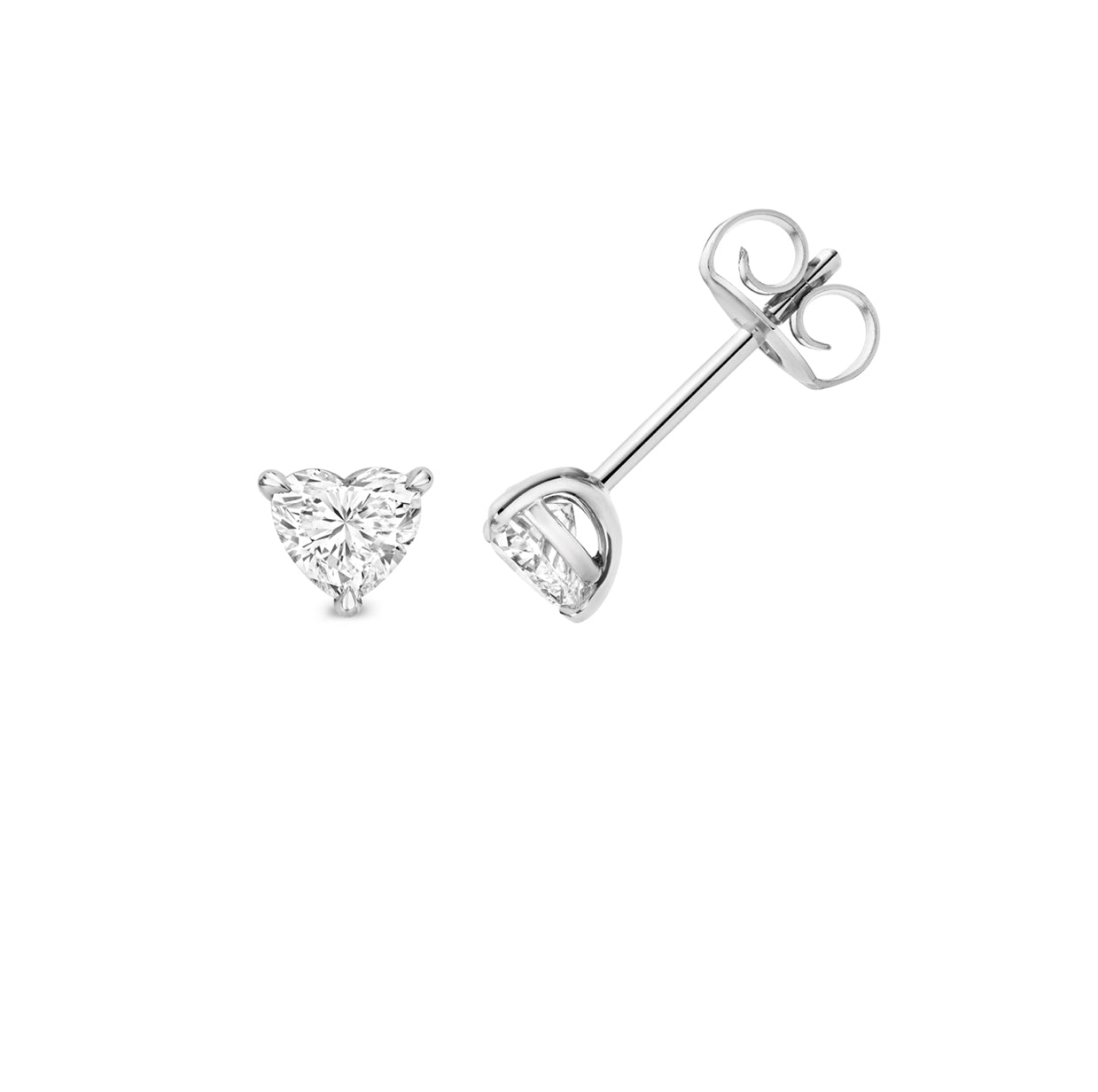 Heart Shape Lab-Grown Diamond 3-Claw Stud Earrings