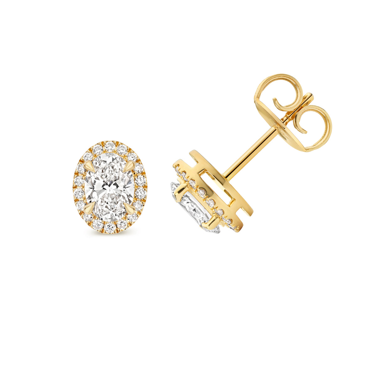Oval Brilliant Cut Halo Lab-Grown Diamond Stud Earrings