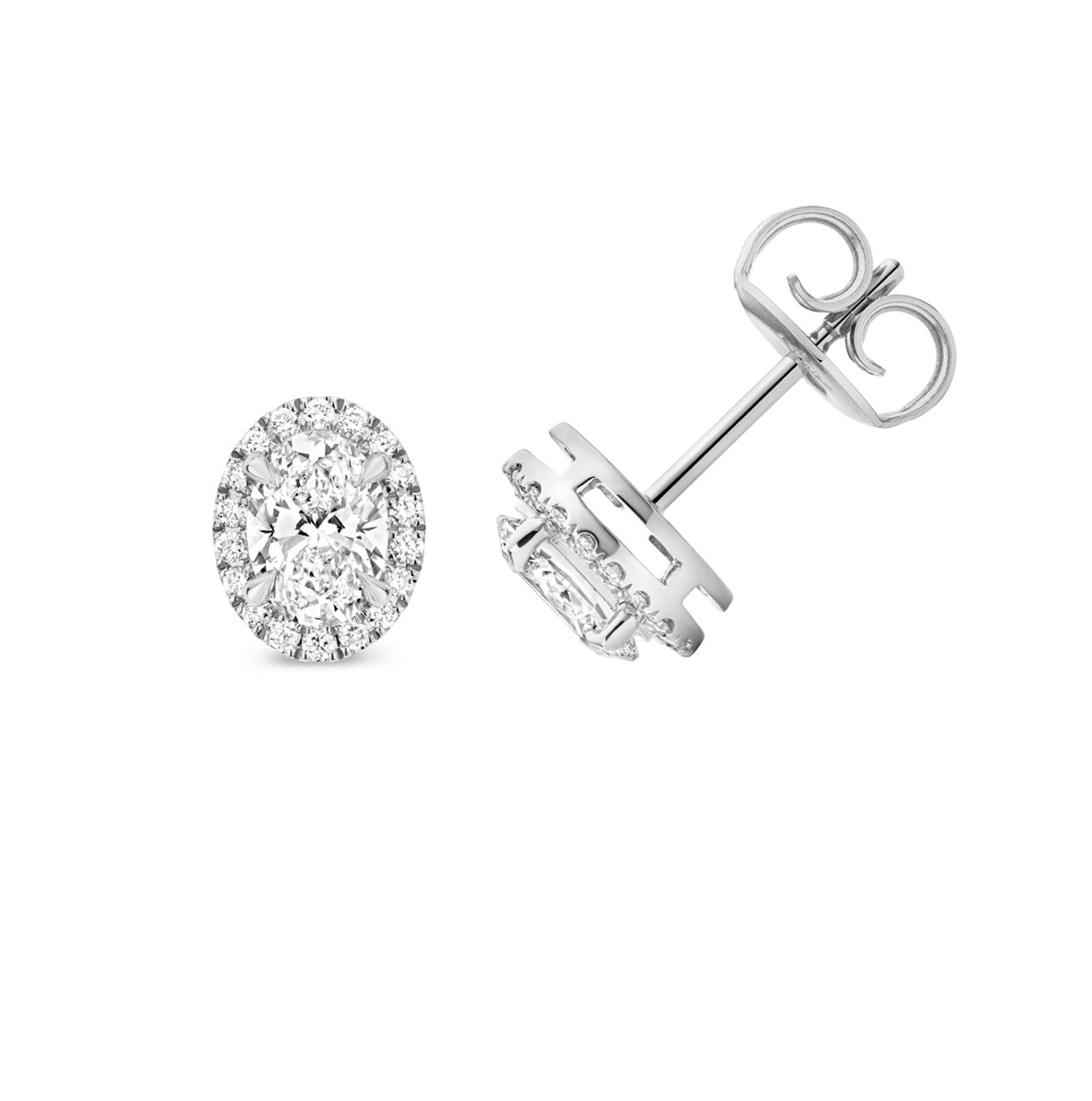 Oval Brilliant Cut Halo Lab-Grown Diamond Stud Earrings