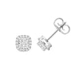 Cushion Brilliant Cut Halo Lab-Grown Diamond Stud Earrings.