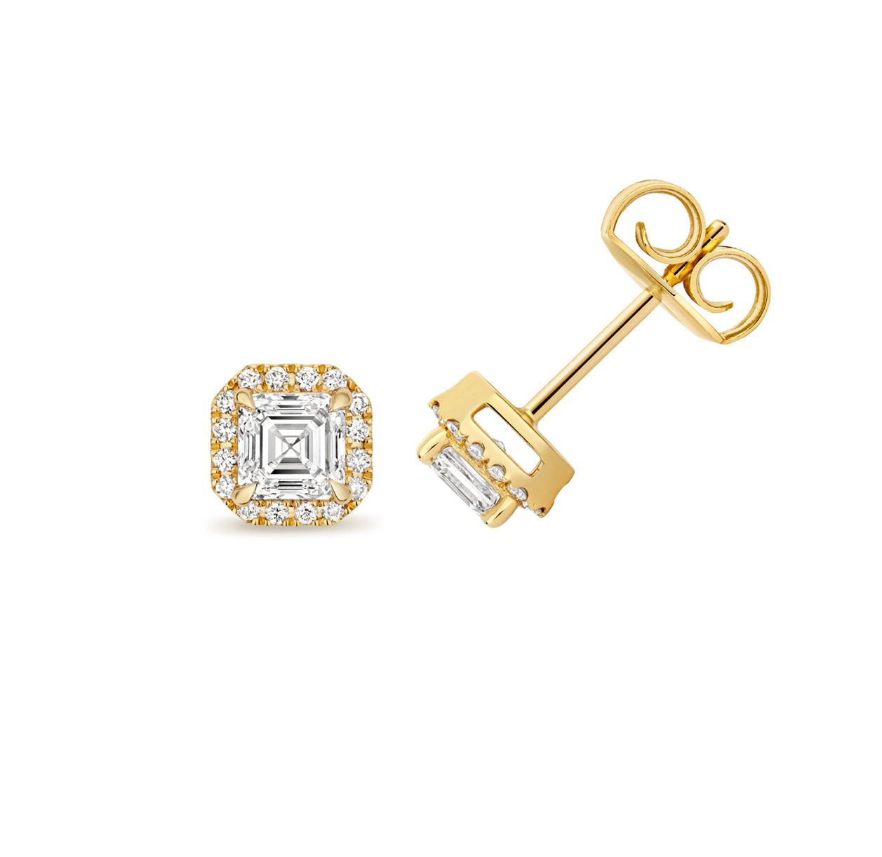Princess Brilliant Cut Halo Lab-Grown Diamond Stud Earrings.