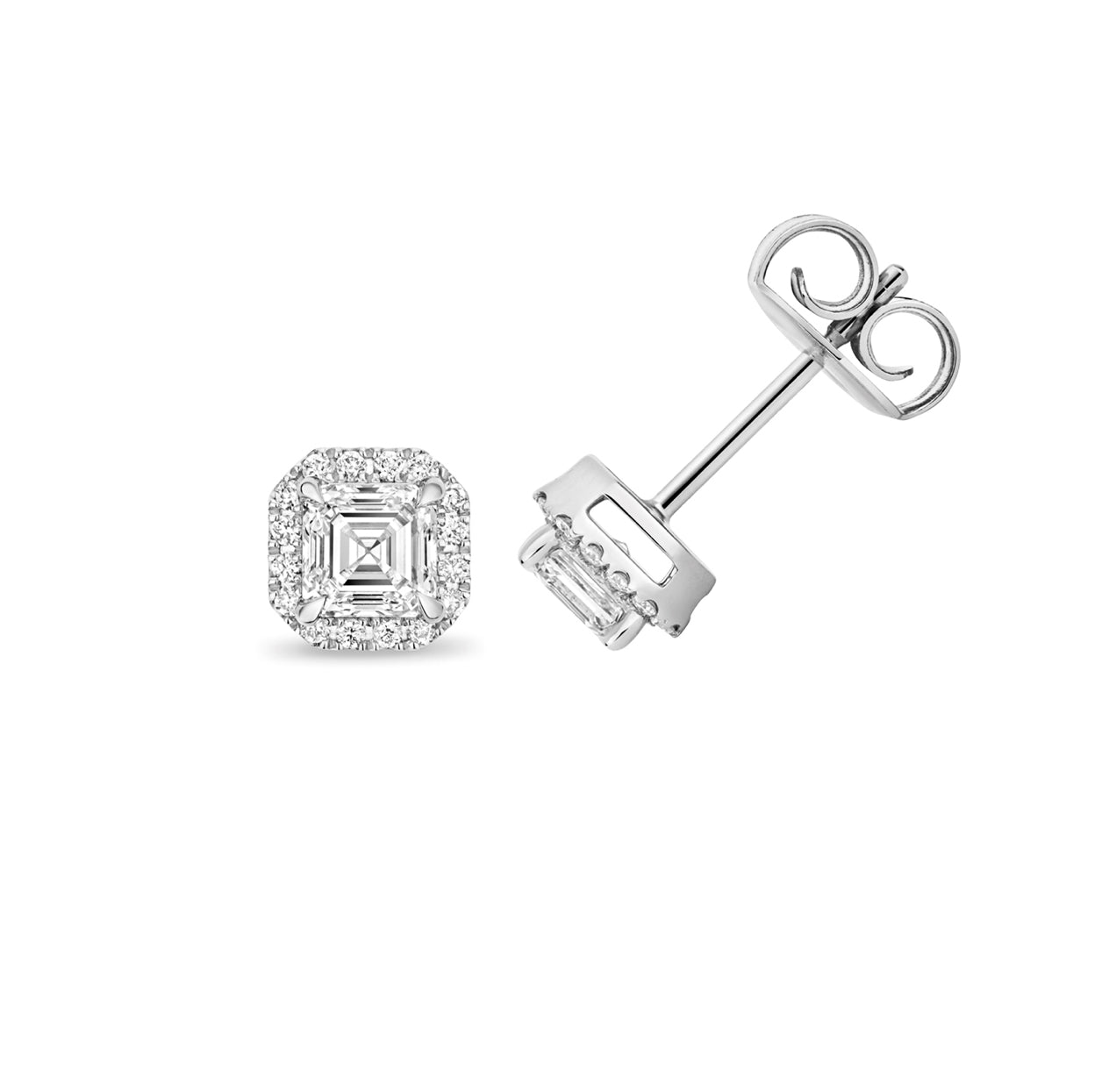 Princess Brilliant Cut Halo Lab-Grown Diamond Stud Earrings.