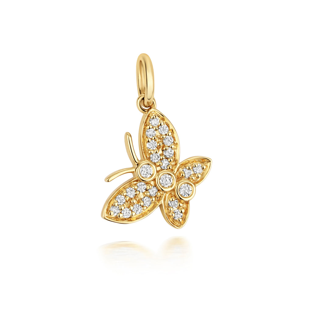 Lab Grown Diamond Butterfly Pendant In 9k Gold