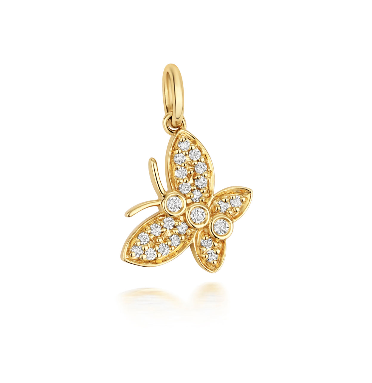 Lab Grown Diamond Butterfly Pendant In 9k Gold