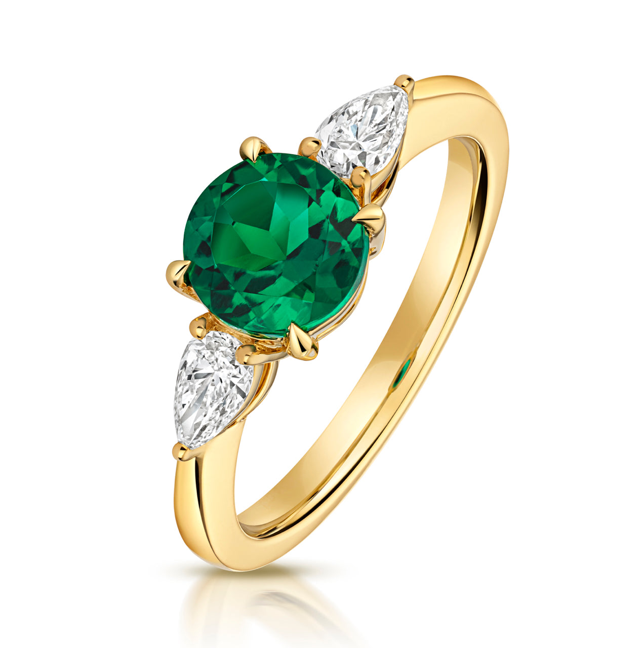 Lab Grown Round Gem Stone And Pear Shape Diamond Rings In 9k