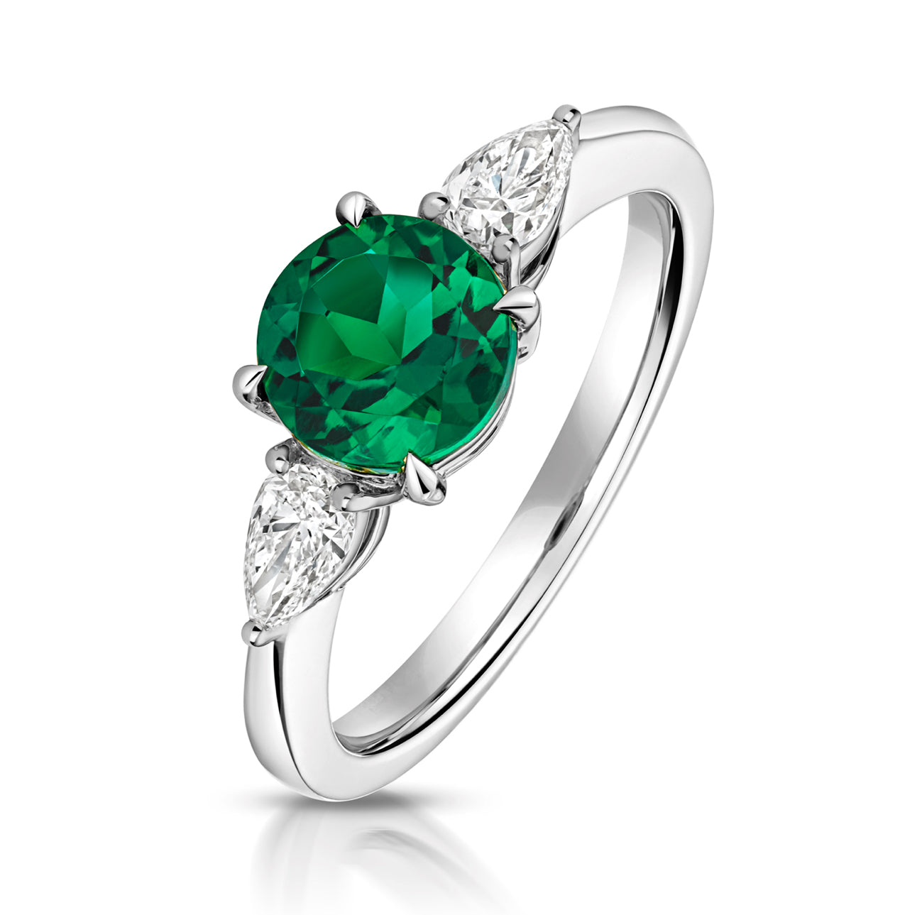 Lab Grown Round Gem Stone And Pear Shape Diamond Rings In 9k