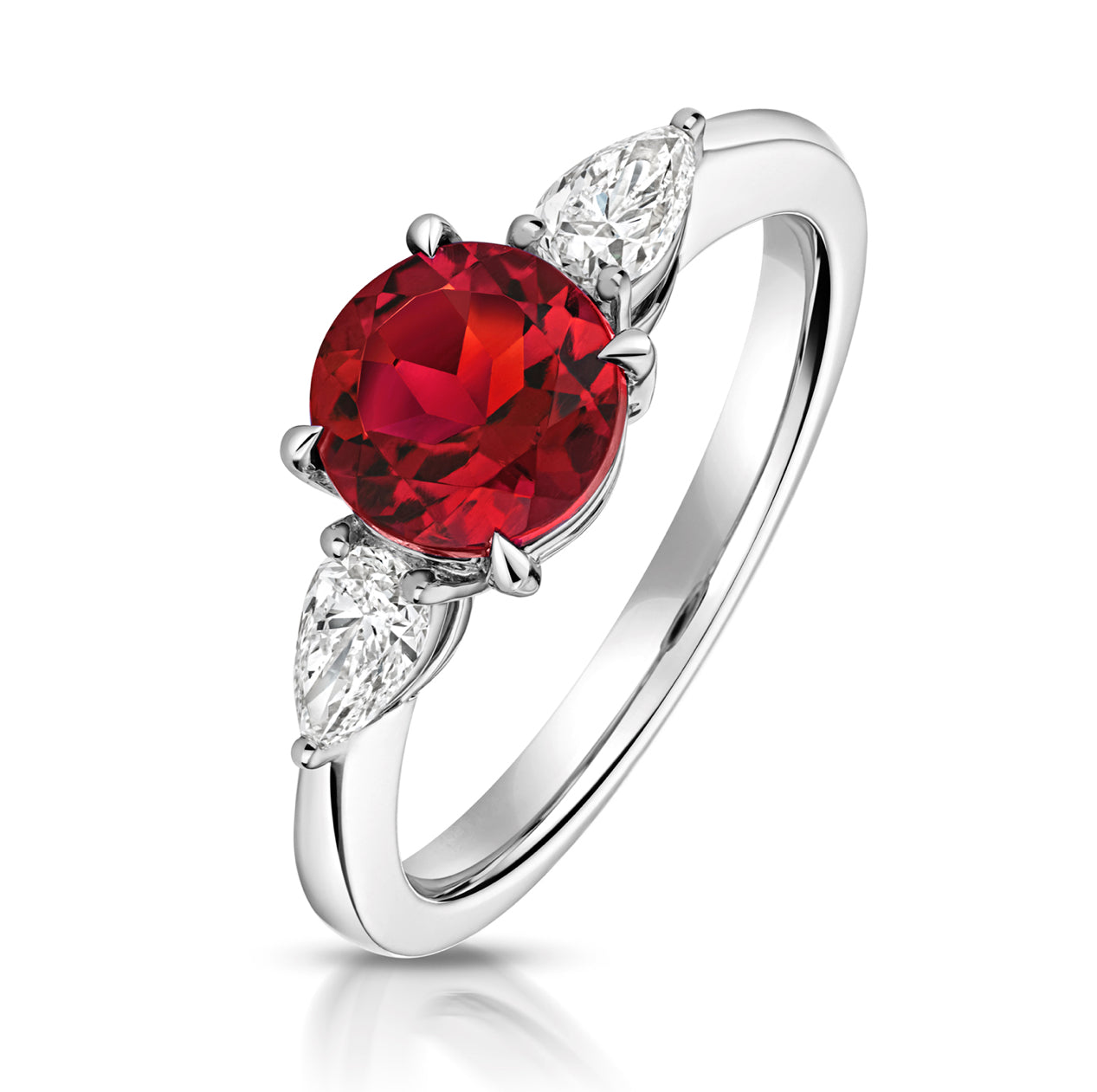 Lab Grown Round Gem Stone And Pear Shape Diamond Rings In 9k