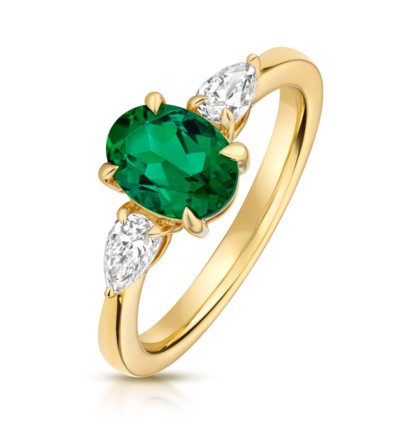 Lab Grown Oval Gem Stone And Pear Shape Diamond Rings In 9k