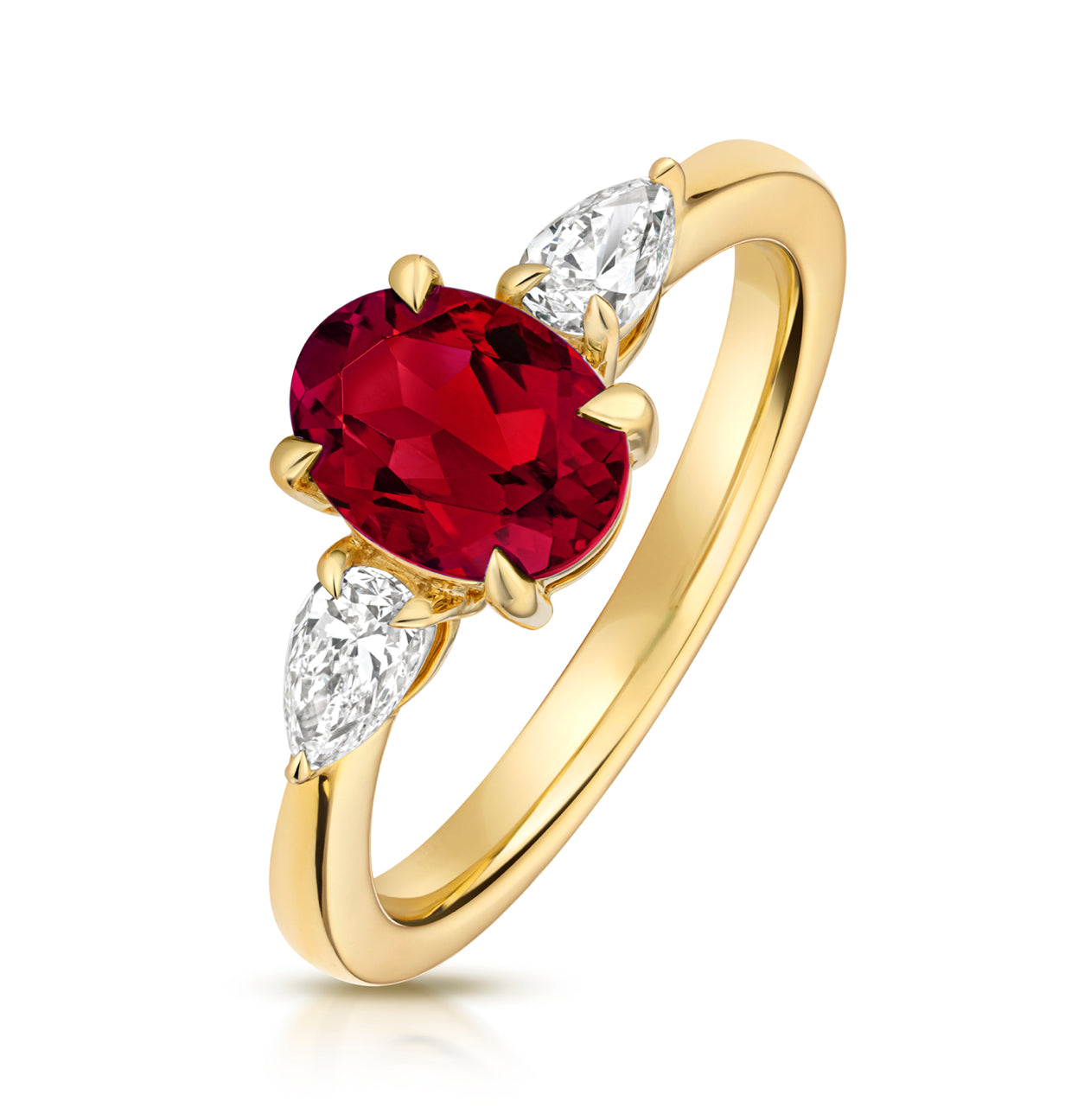Lab Grown Oval Gem Stone And Pear Shape Diamond Rings In 9k