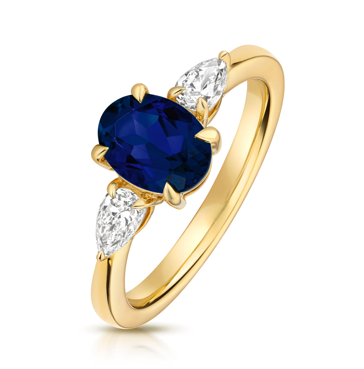 Lab Grown Oval Gem Stone And Pear Shape Diamond Rings In 9k