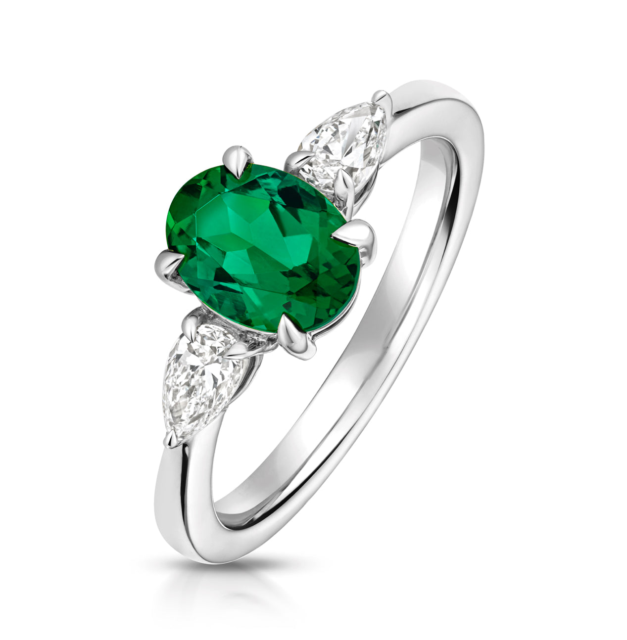 Lab Grown Oval Gem Stone And Pear Shape Diamond Rings In 9k