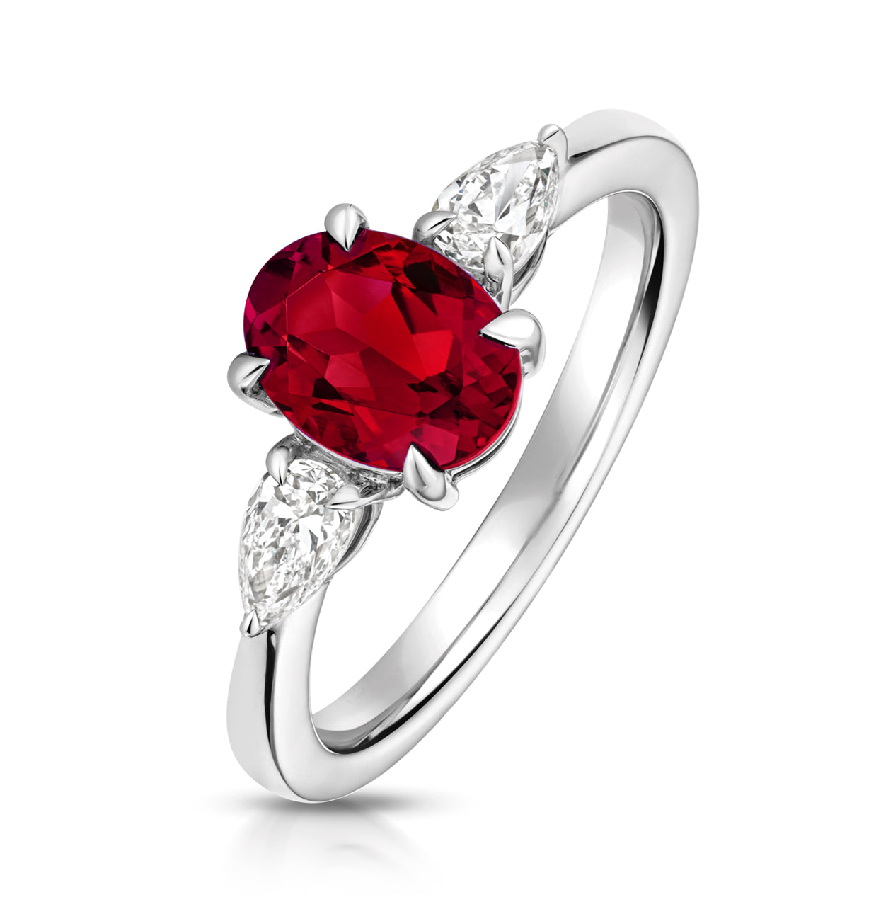Lab Grown Oval Gem Stone And Pear Shape Diamond Rings In 9k
