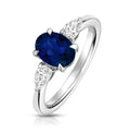 Lab Grown Oval Gem Stone And Pear Shape Diamond Rings In 9k