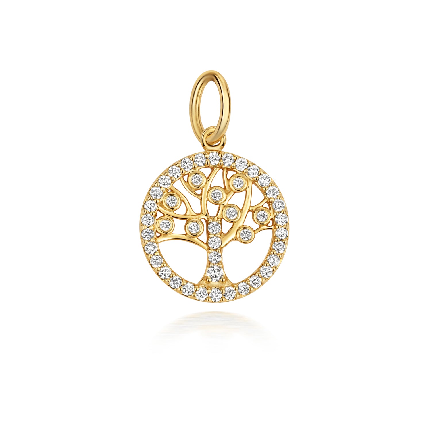 Lab Grown Diamond Tree Of Life Pendant In 9k Gold