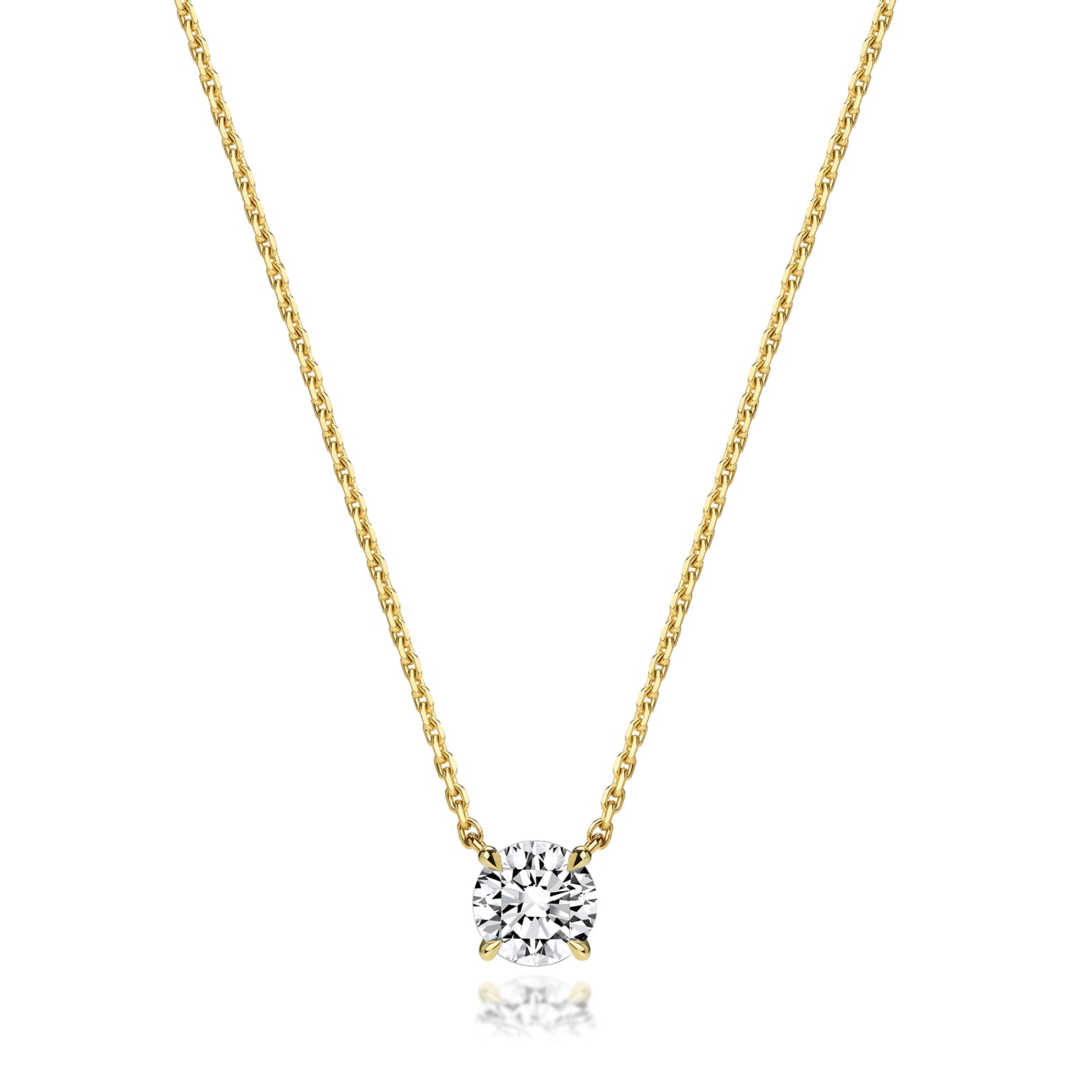Lab Grown IGI Certified Round Brilliant Cut Diamond Necklace In 18ct Gold