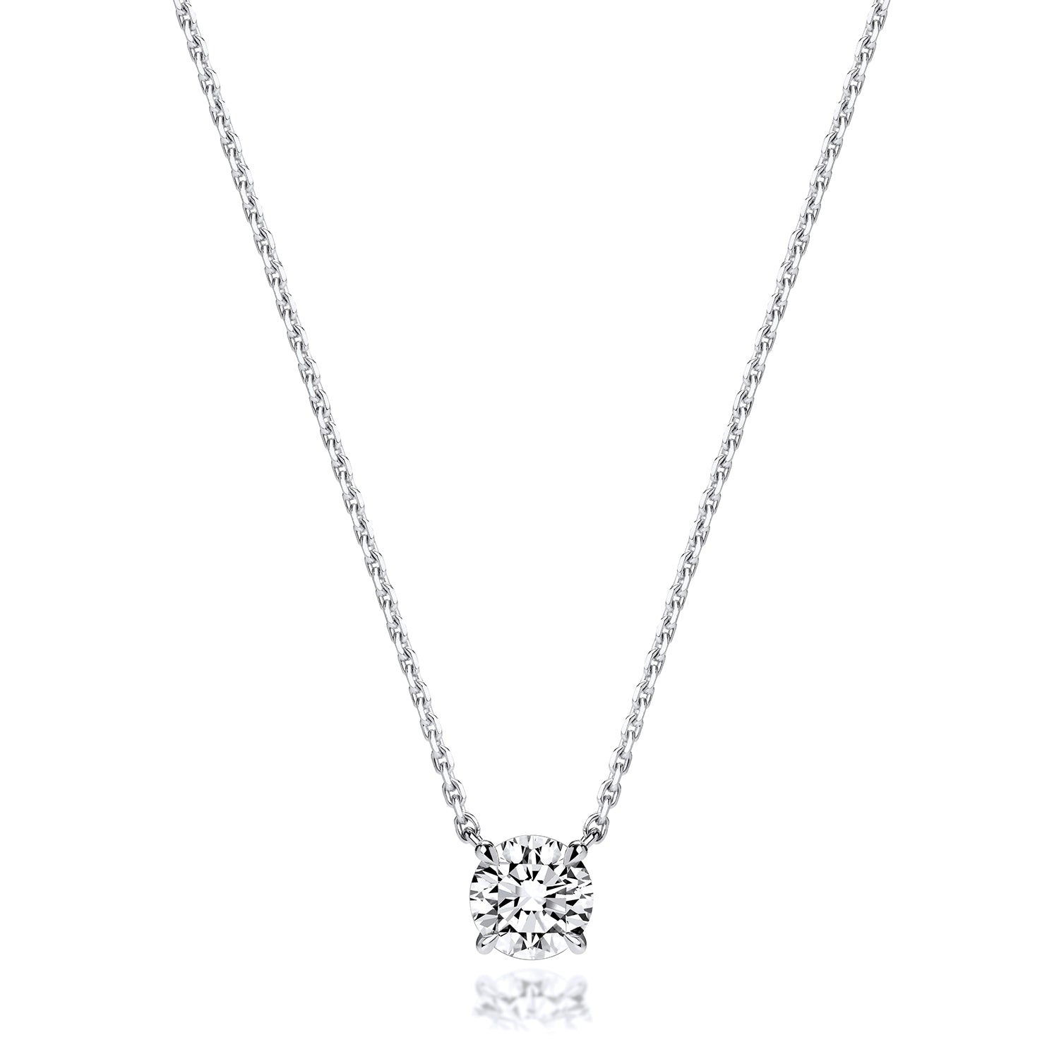 Lab Grown IGI Certified Round Brilliant Cut Diamond Necklace In 18ct Gold