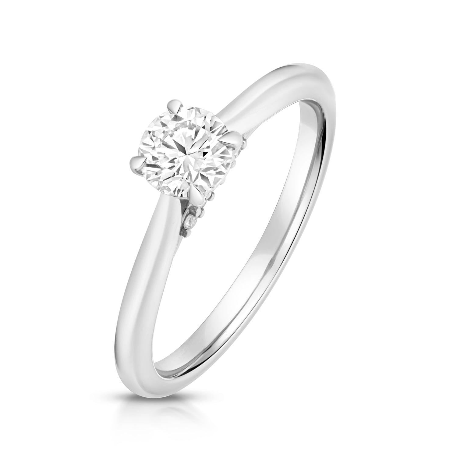 Lab Grown IGI Certified Round Solitaire With Plain Shoulders