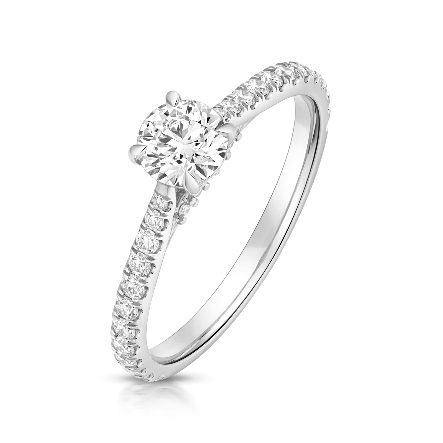 Lab Grown IGI Certified Round Solitaire With Diamond Shoulders