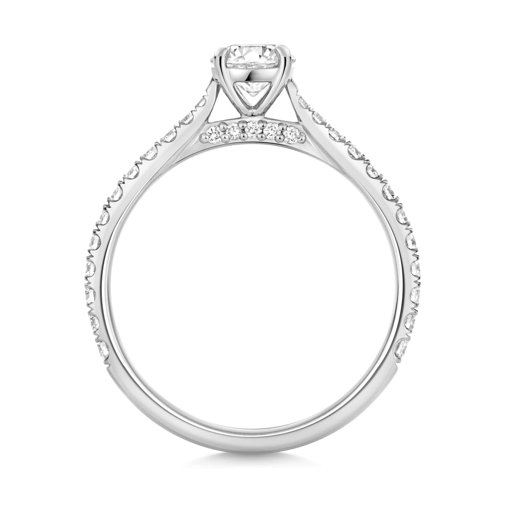 Lab Grown IGI Certified Round Solitaire With Diamond Shoulders