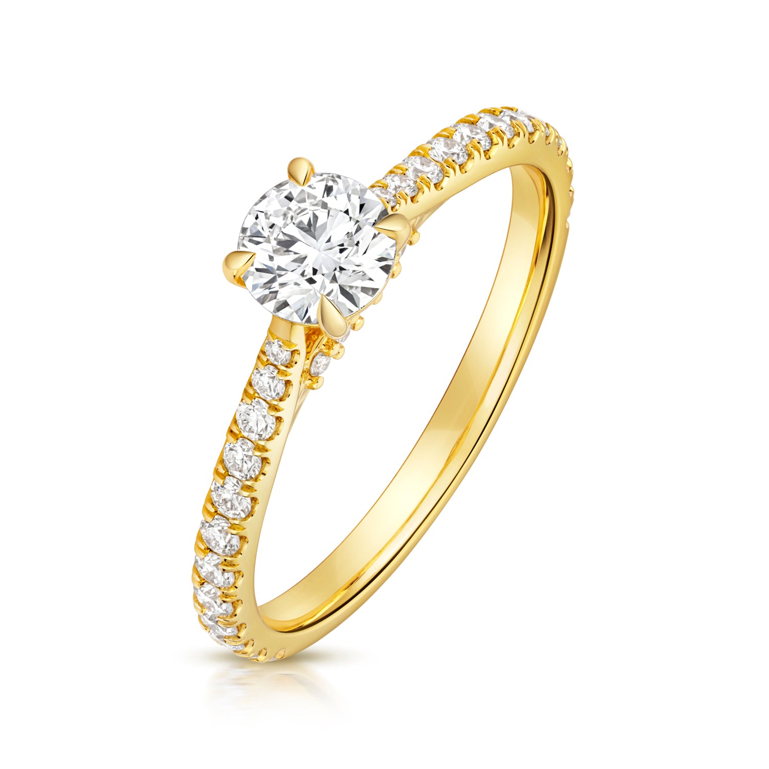 Lab Grown IGI Certified Round Solitaire With Diamond Shoulders
