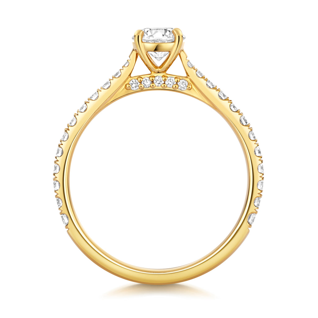 Lab Grown IGI Certified Round Solitaire With Diamond Shoulders