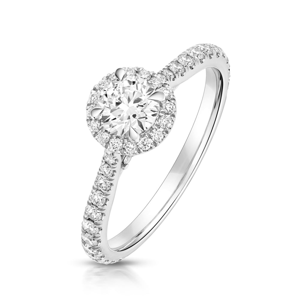 Lab Grown Certified Round Halo Diamond Set Shoulders