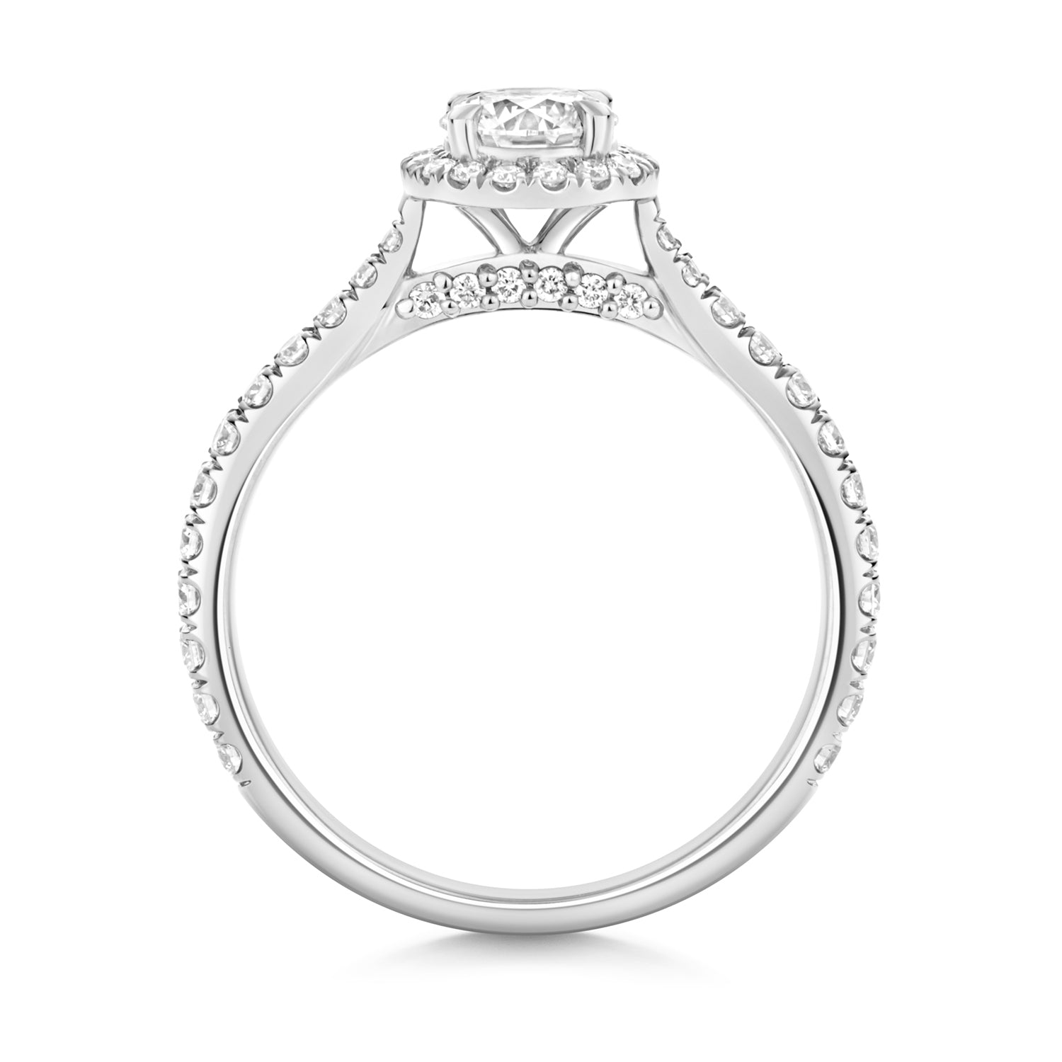 Lab Grown Certified Round Halo Diamond Set Shoulders