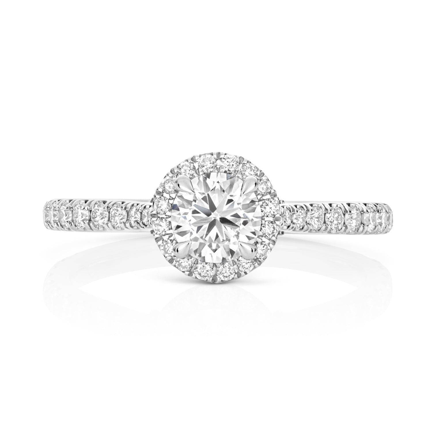 Lab Grown Certified Round Halo Diamond Set Shoulders