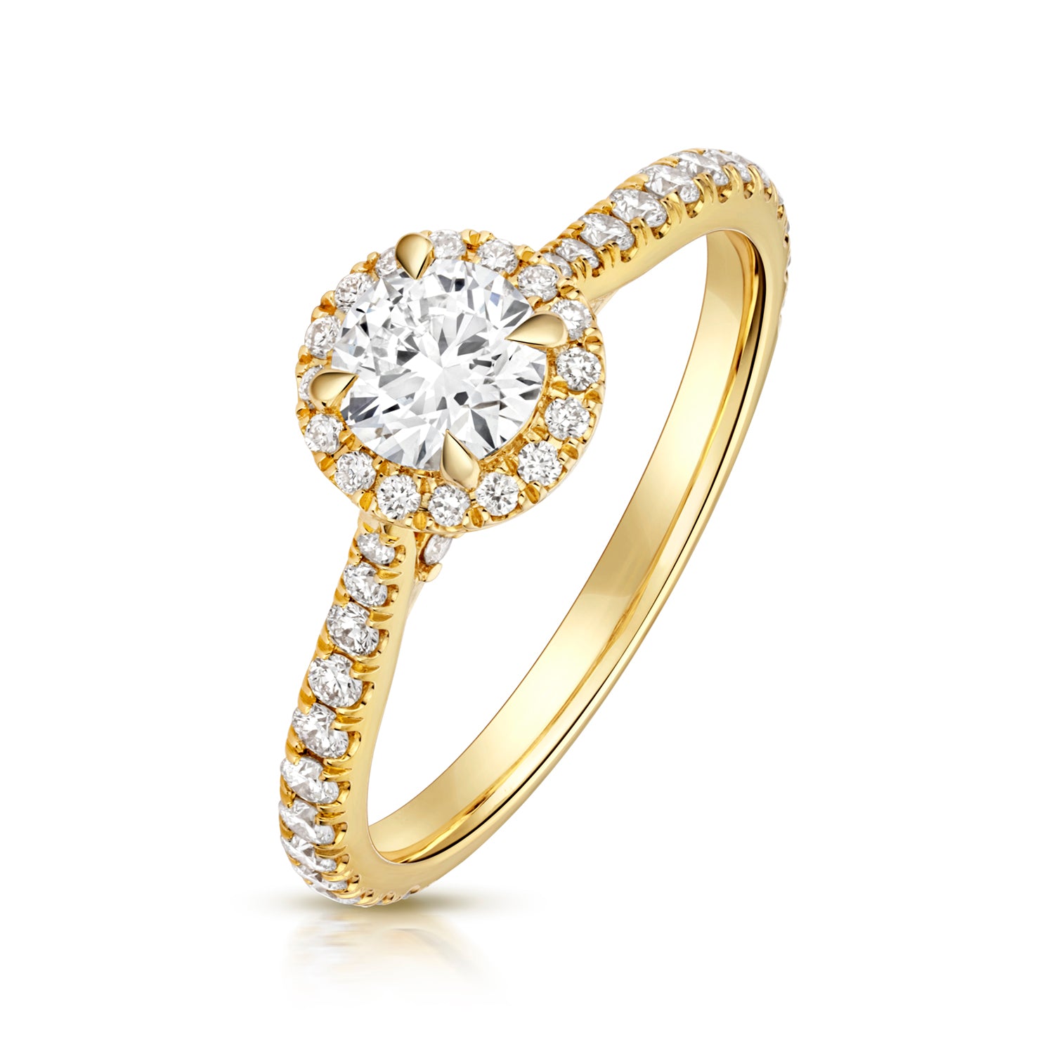 Lab Grown Certified Round Halo Diamond Set Shoulders