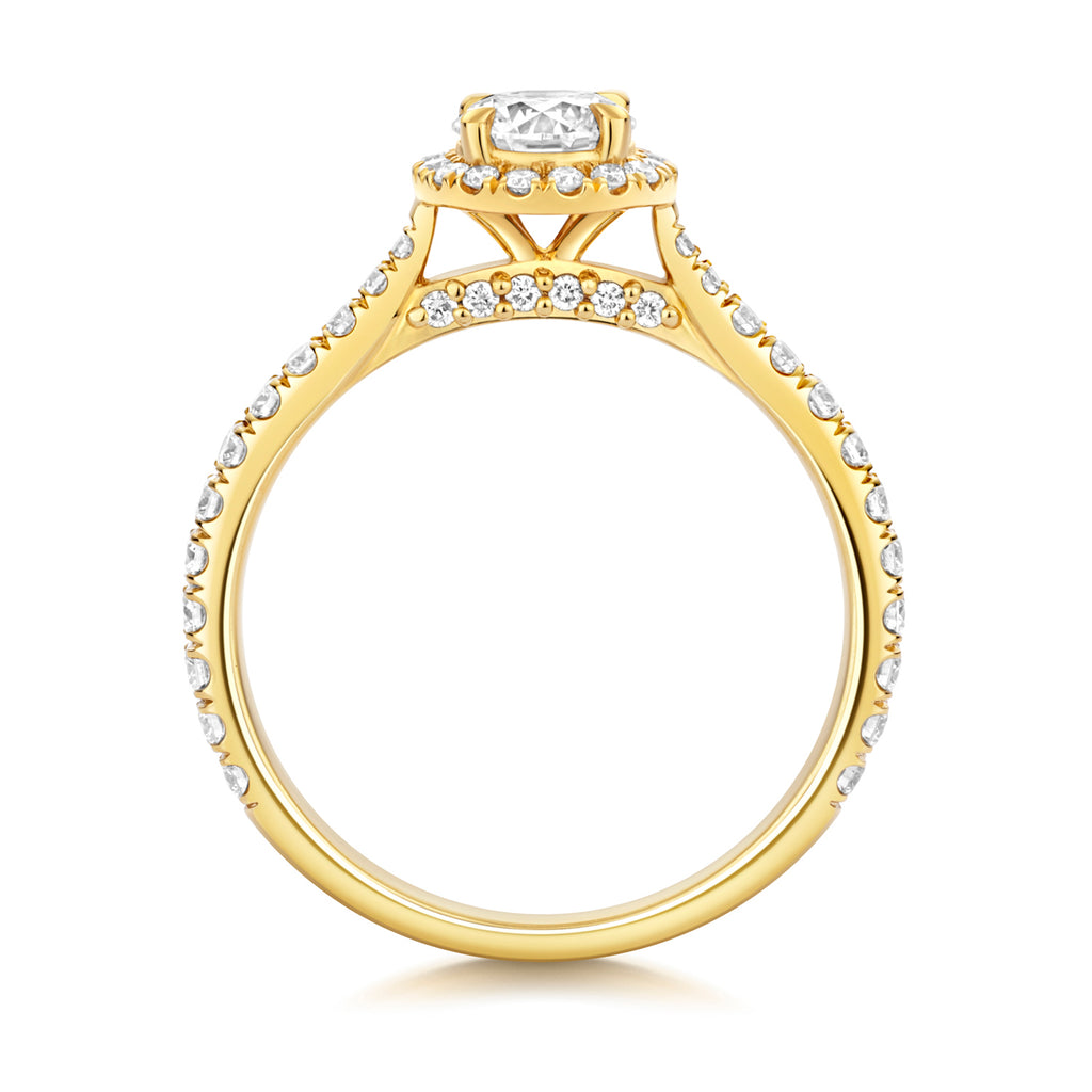 Lab Grown Certified Round Halo Diamond Set Shoulders