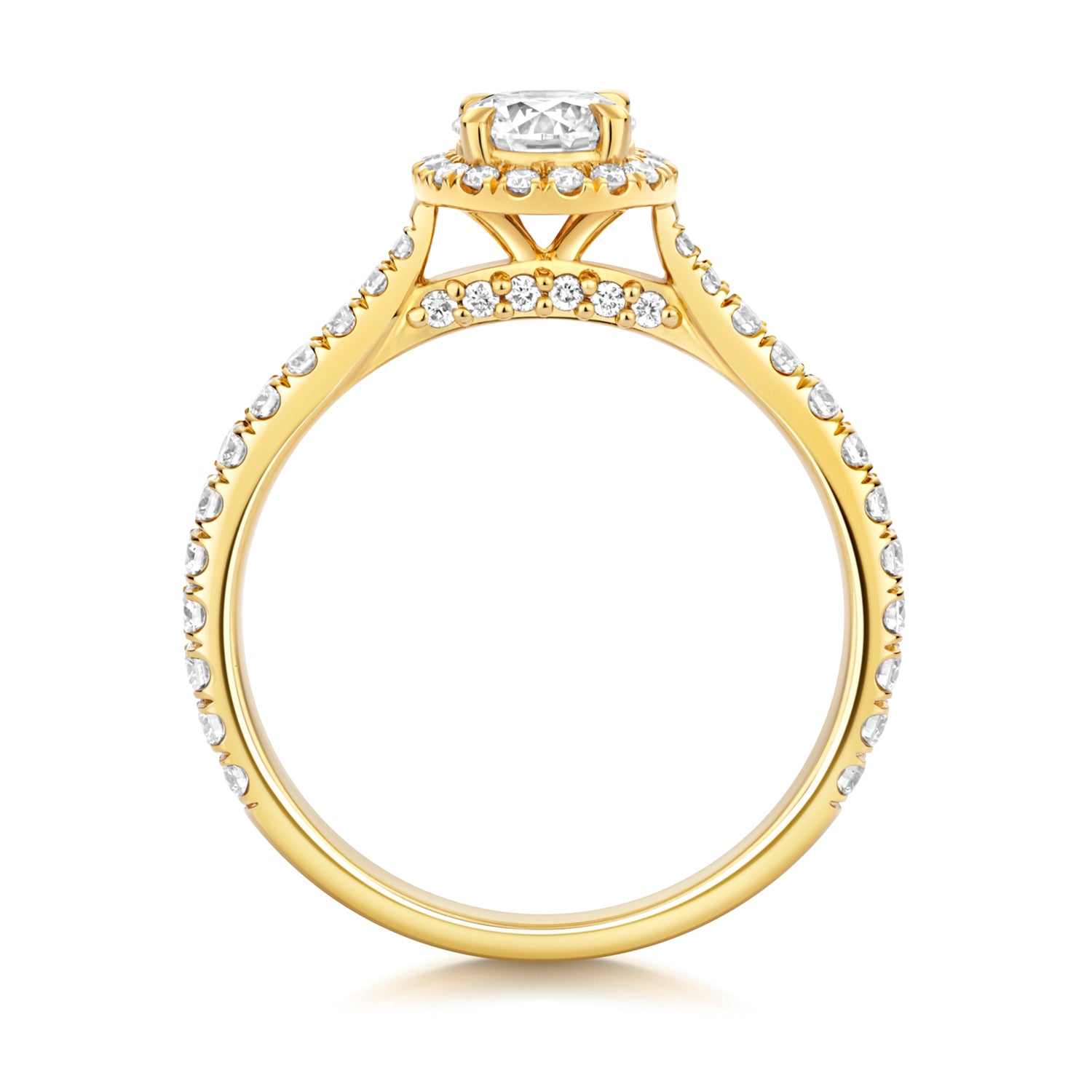 Lab Grown Certified Round Halo Diamond Set Shoulders