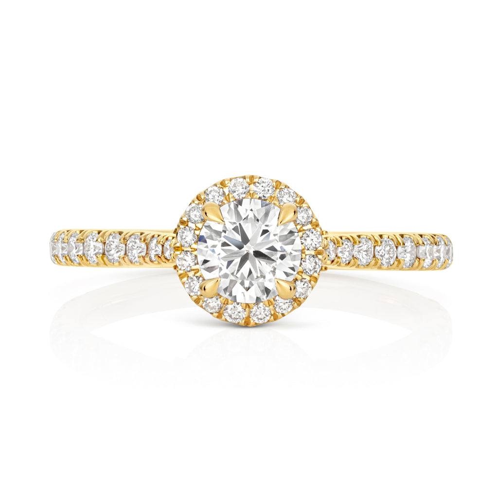 Lab Grown Certified Round Halo Diamond Set Shoulders