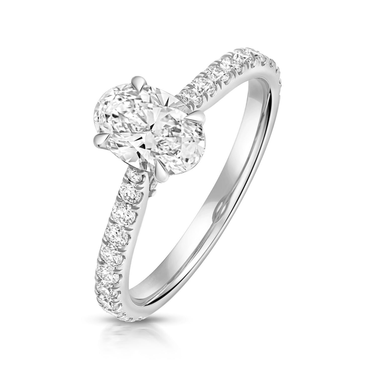 Lab Grown IGI Certified Oval Solitaire With Diamond Shoulders