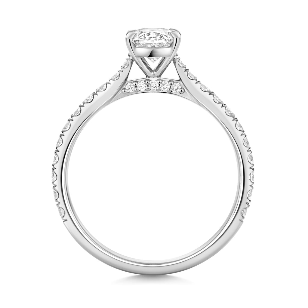 Lab Grown IGI Certified Oval Solitaire With Diamond Shoulders