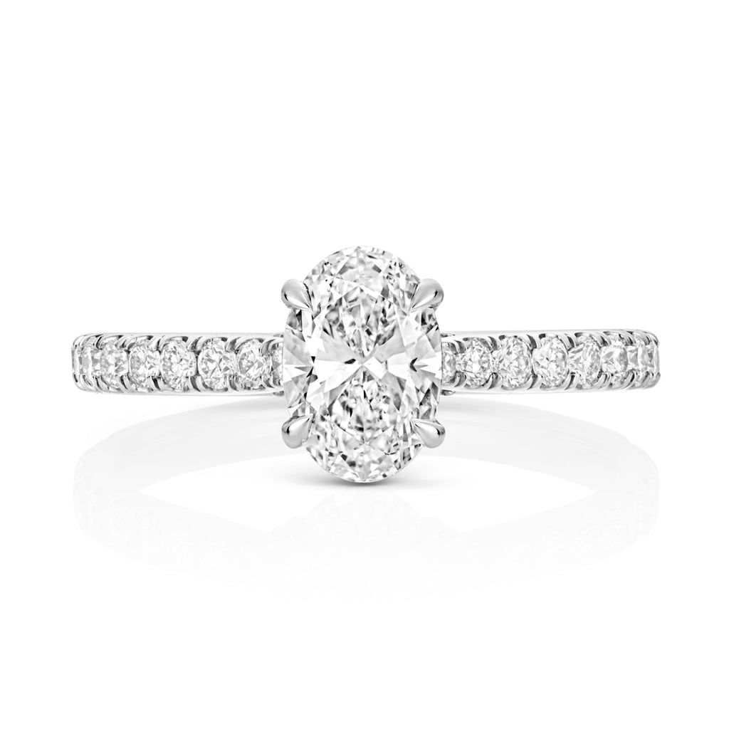 Lab Grown IGI Certified Oval Solitaire With Diamond Shoulders