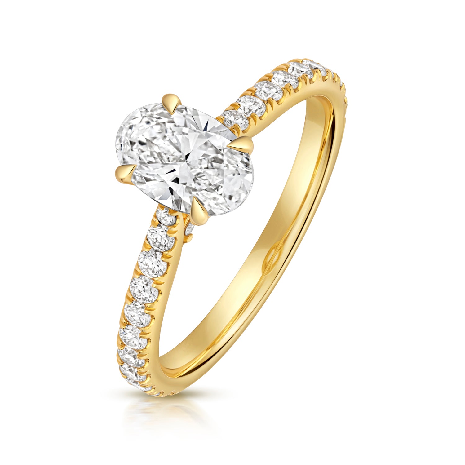 Lab Grown IGI Certified Oval Solitaire With Diamond Shoulders