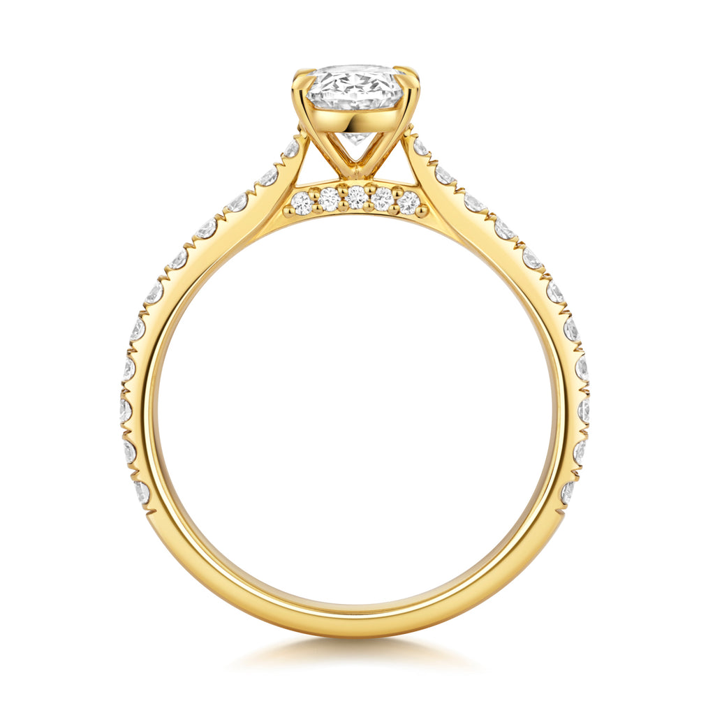 Lab Grown IGI Certified Oval Solitaire With Diamond Shoulders