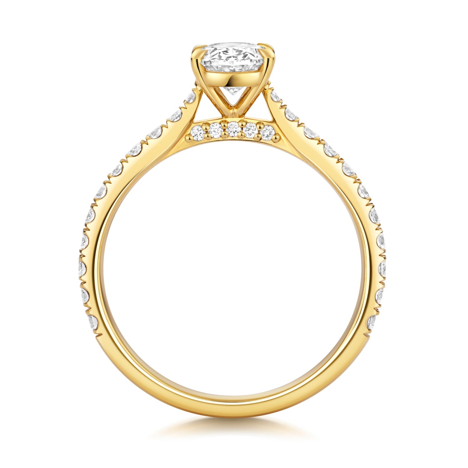 Lab Grown IGI Certified Oval Solitaire With Diamond Shoulders
