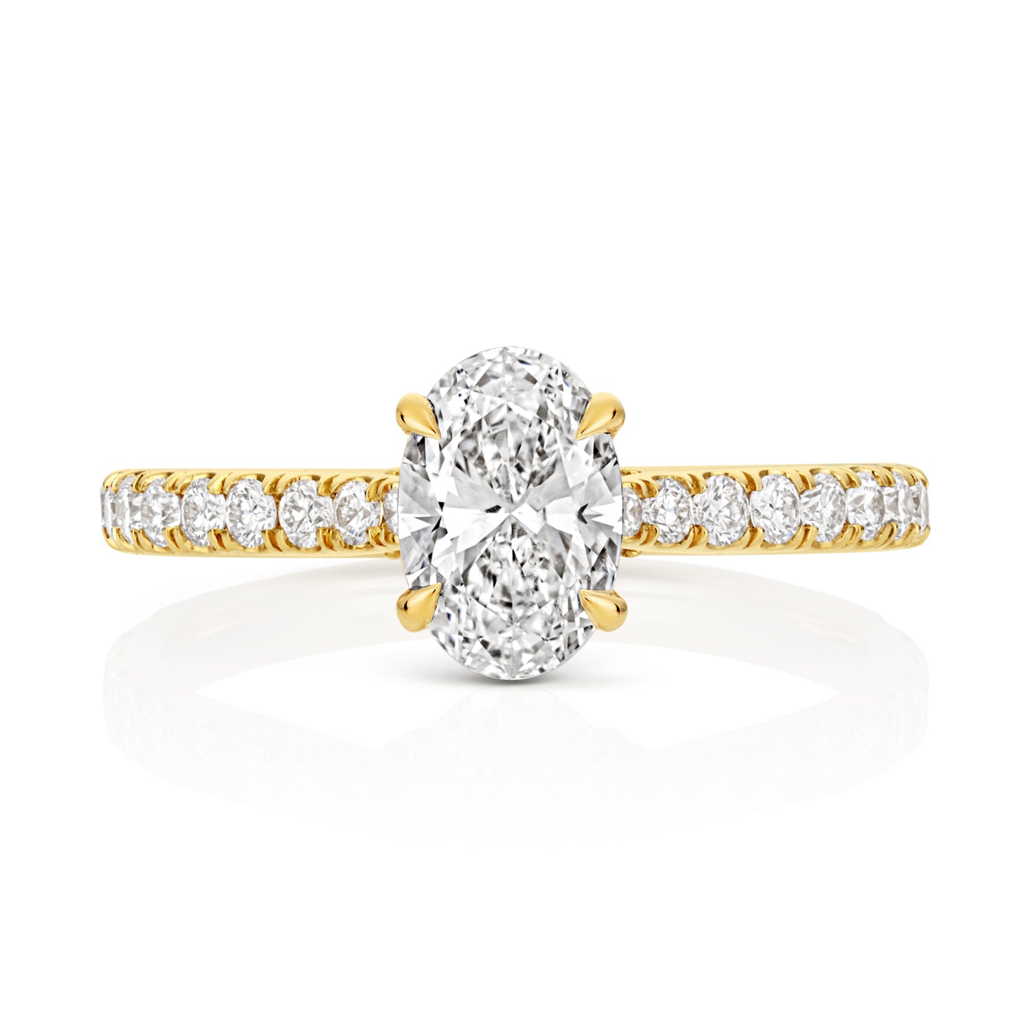 Lab Grown IGI Certified Oval Solitaire With Diamond Shoulders