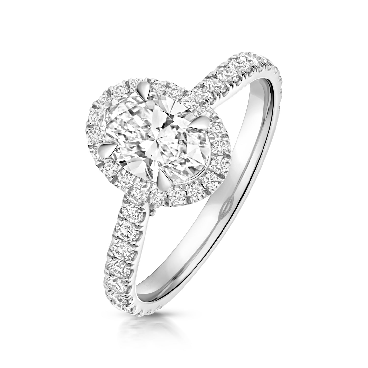 Lab Grown Certified Oval Halo Diamond Set Shoulders