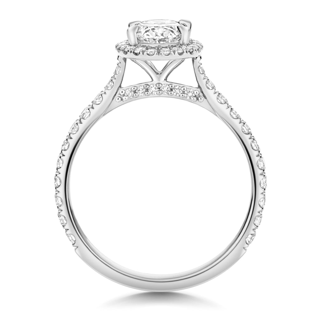 Lab Grown Certified Oval Halo Diamond Set Shoulders