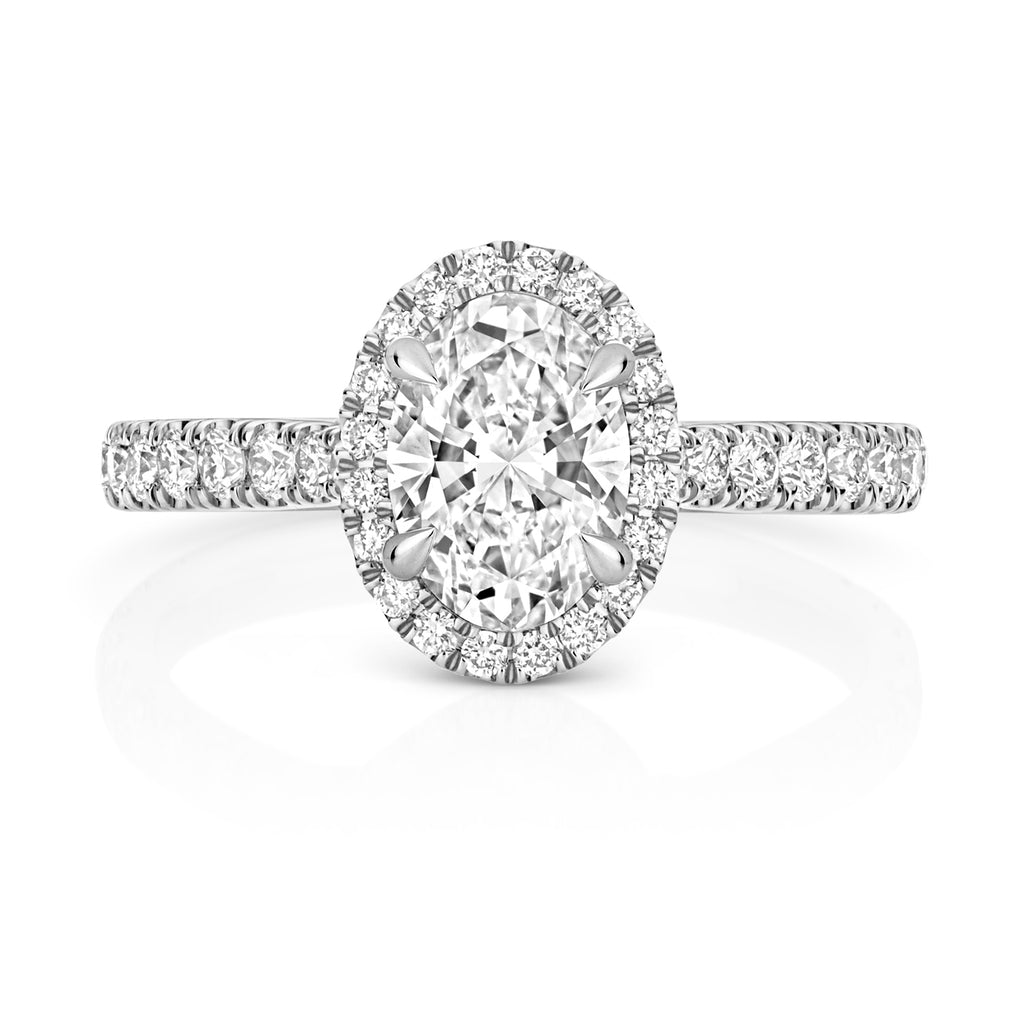 Lab Grown Certified Oval Halo Diamond Set Shoulders