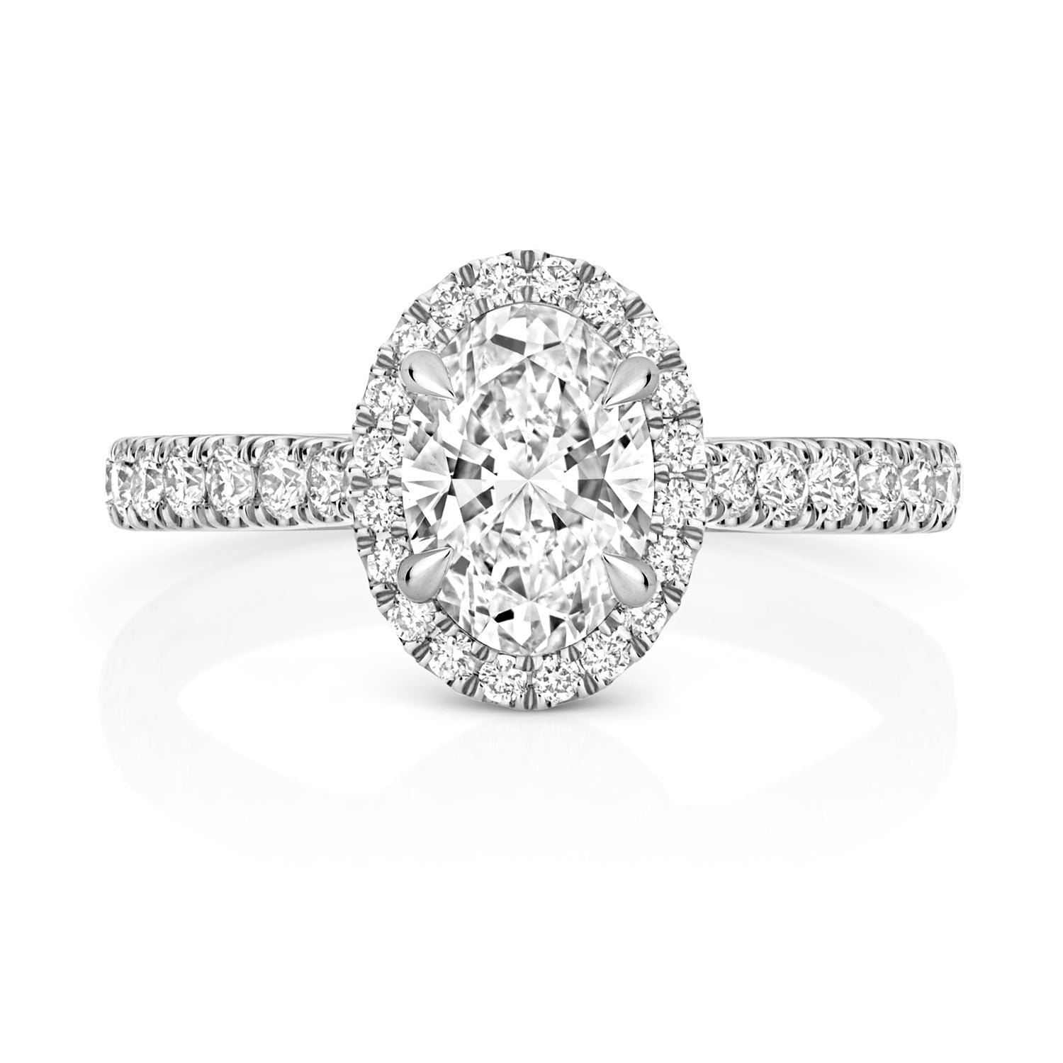 Lab Grown Certified Oval Halo Diamond Set Shoulders